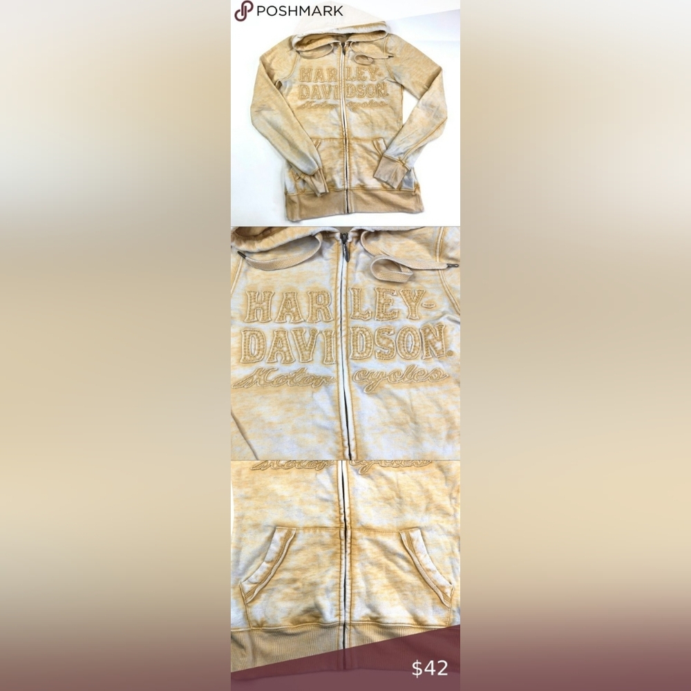 Harley Davidson yellow tie dye zip up sweater in medium.